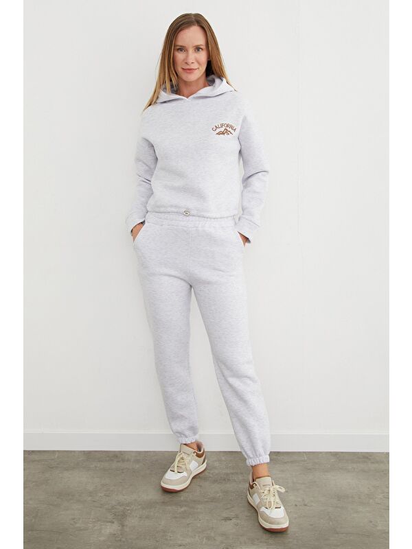 Fullamoda 3 İplik California Nakışlı Kapüşonlu Jogger Takım