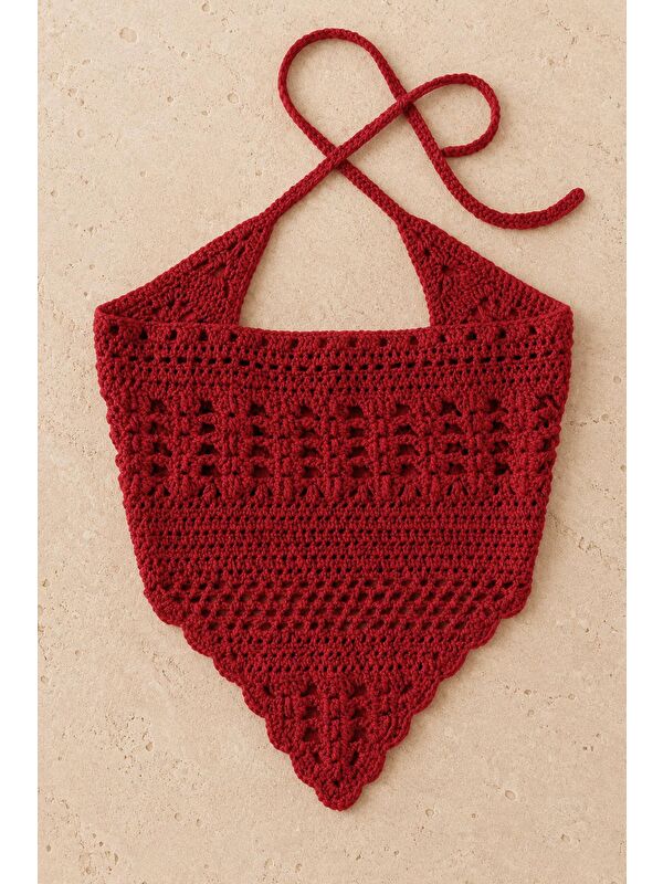 New Obsessions Düz Örgü Crochet Üçgen Bandana