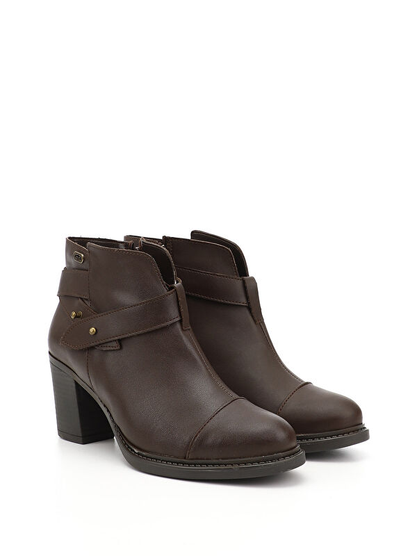 Kadın ORTA KAHVERENGİ Fermuarlı Kalın Topuklu Bot - Görsel 3