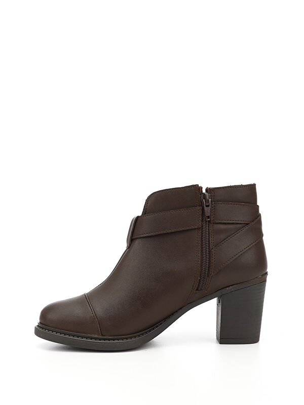 Kadın ORTA KAHVERENGİ Fermuarlı Kalın Topuklu Bot - Görsel 4
