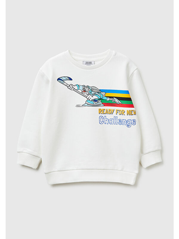 United Colors Of Benetton Erkek Çocuk Baskı ve Yazı Detaylı Bisiklet Yaka Sweatshirt