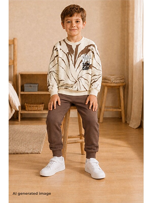Pina Kids Erkek Çocuk Batik Desenli Okul Günlük Eşofman Takımı ESF7037