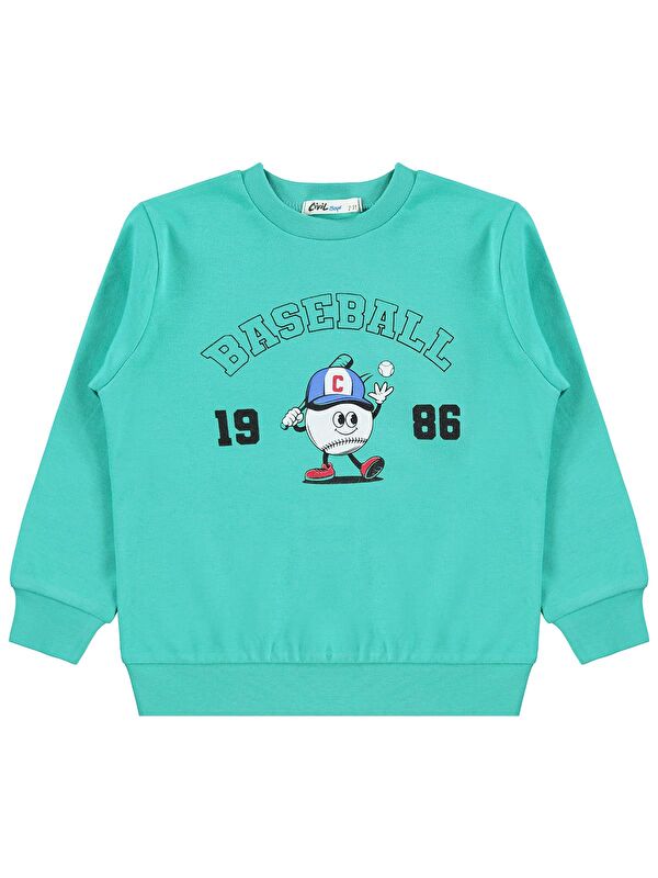 Civil Boys Baseball Baskılı 2-5 Yaş Sweatshirt Km - Yeşil 4-5 Yaş