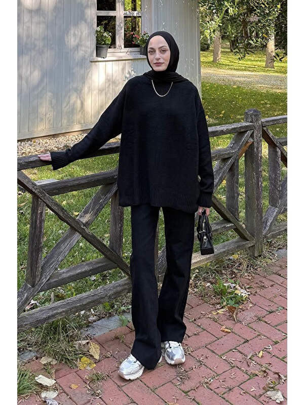 Lamelif Salaş Dokulu Kazak Siyah