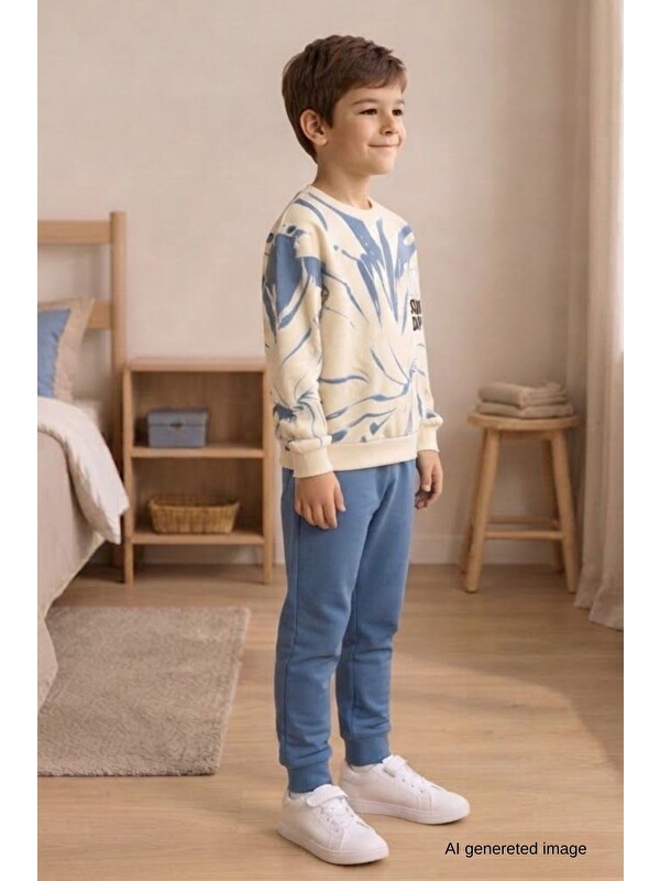 Pina Kids Erkek Çocuk Batik Desenli Okul Günlük Eşofman Takımı ESF7037