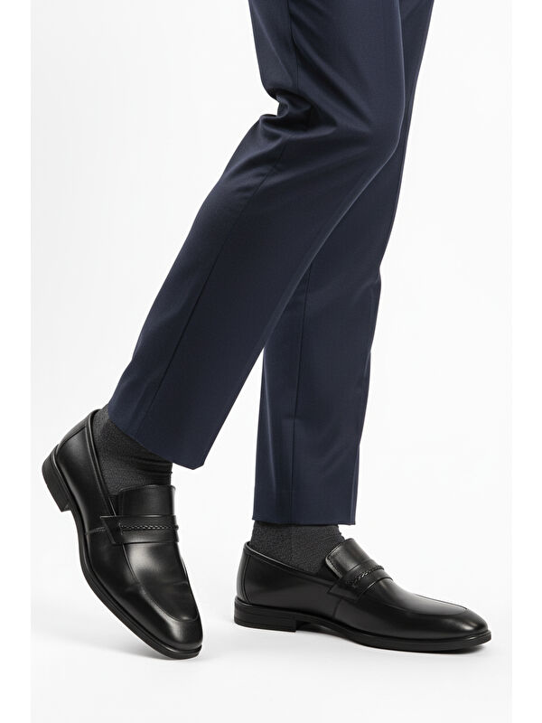 Siyah Hakiki Deri Kaymaz Taban Erkek Klasik Ayakkabı 854 M - Görsel 3