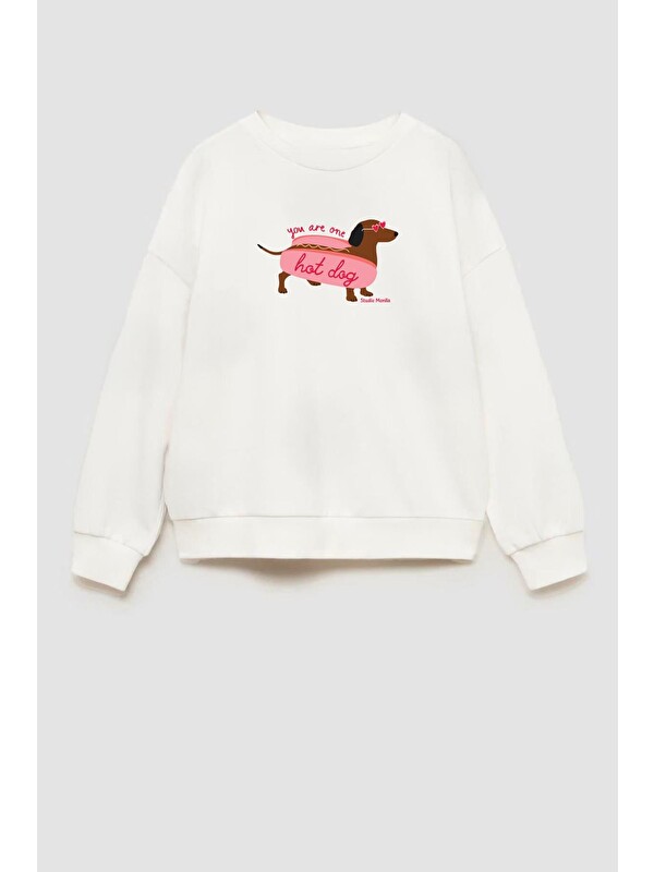 Monila Kız Çocuk Baskılı 3 İplik Kumaş Pamuklu Sweatshirt
