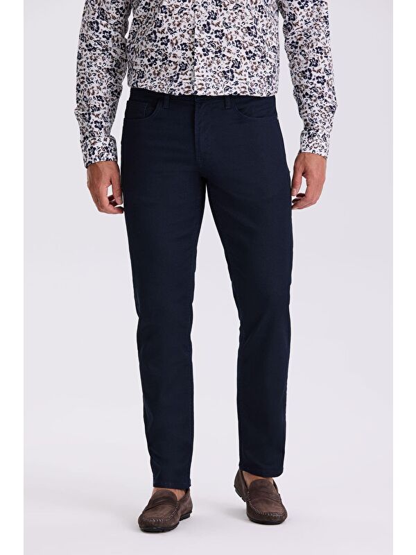 JAKAMEN Koyu Lacivert Slim Fit Pamuklu Düz Jean Pantolon