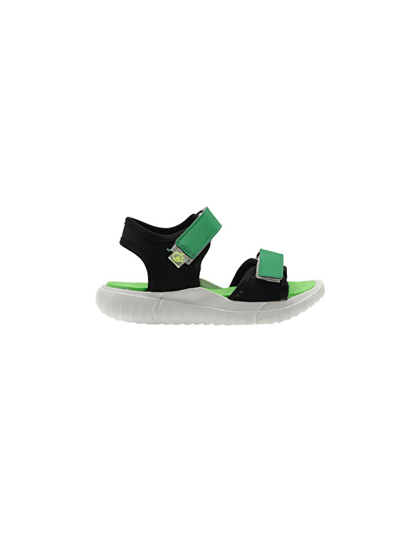 Panço Unisex Çocuk Çift Bantlı Cırt Cırtlı Siyah Sandalet