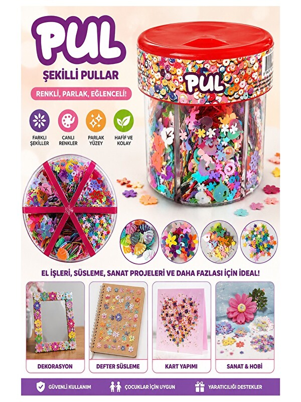 FixPoint Karışık Şekilli Elişi Pulu Standlı 6 Model 90gr 1 Paket Parlak Pul Okul Sınıf Etkinlik Resi