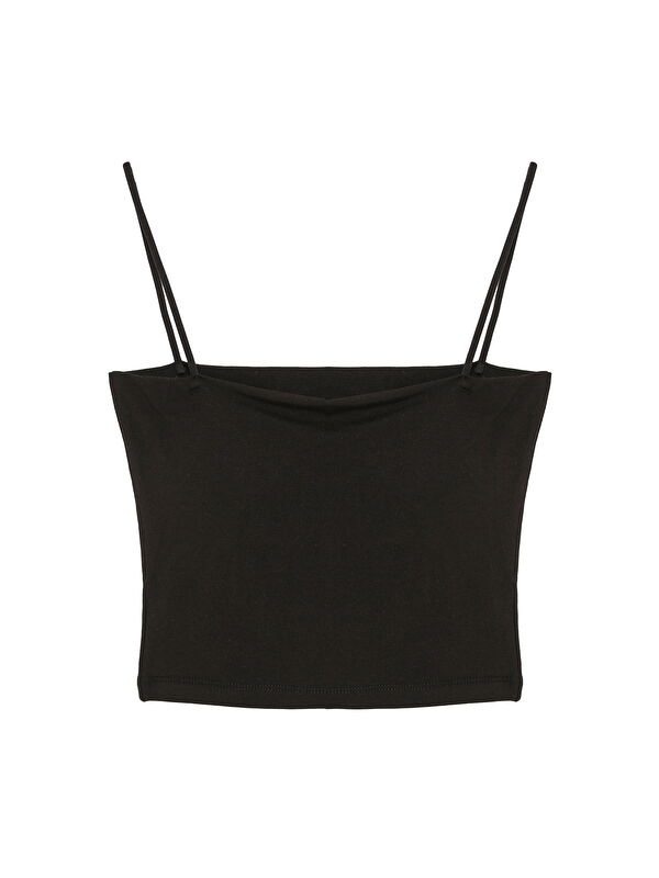 QUZU Askılı Crop Basic Atlet Siyah