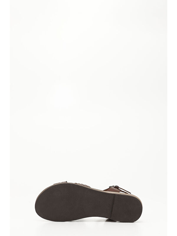 Kadın ÇİKOLATA KAHVE Çapraz Bantlı Hakiki Deri Sandalet - Görsel 5