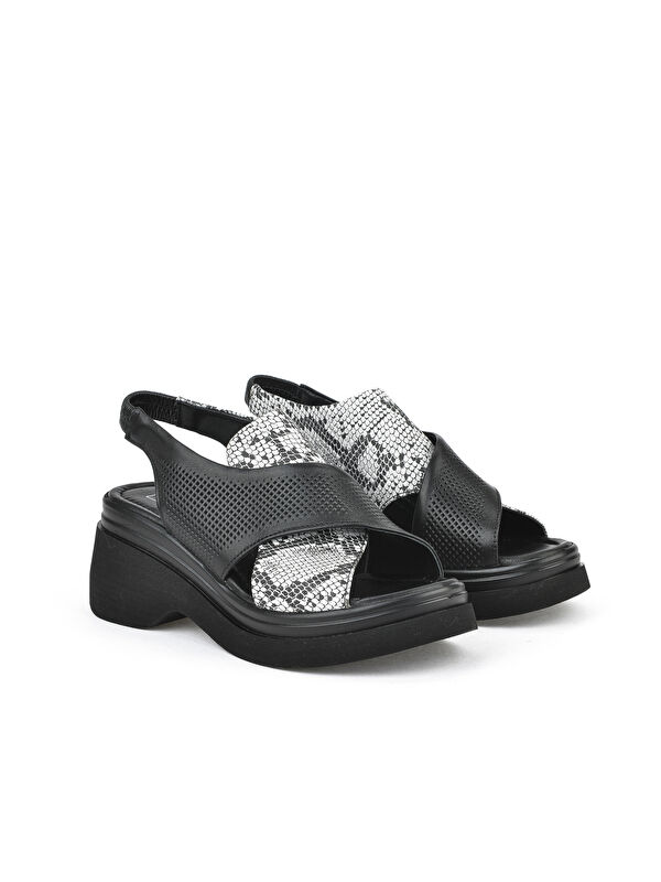 Kadın Hakiki Deri Topuklu Sandalet 151992Z64001 Siyah - Görsel 3