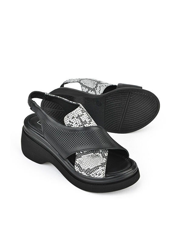 Kadın Hakiki Deri Topuklu Sandalet 151992Z64001 Siyah - Görsel 5