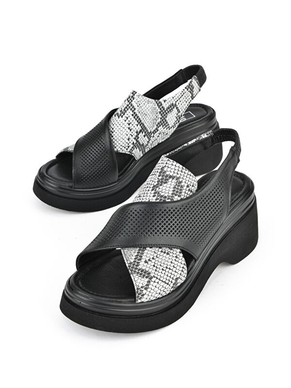 Kadın Hakiki Deri Topuklu Sandalet 151992Z64001 Siyah - Görsel 6