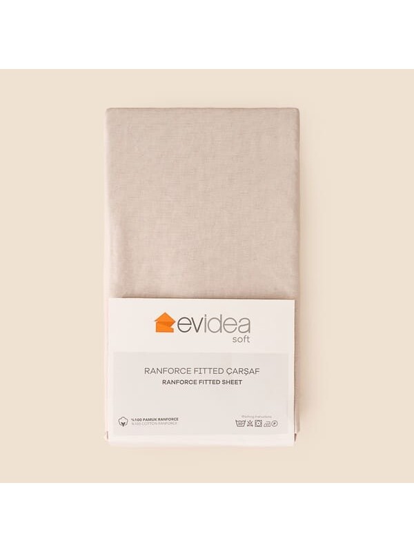 Evidea Soft Eco Tek Kişilik Lastikli Çarşaf - Bej - 100x200 cm
