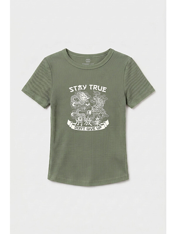 Tommylife Çağla Standart Fit Baskılı Kısa Kollu Kadın T-Shirt - 97201