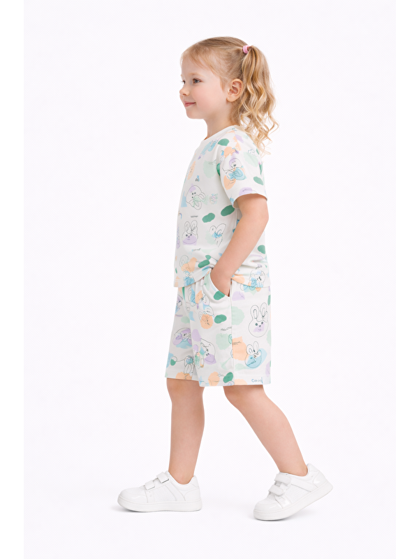 Harika Kids Kız Çocuk Şortlu Takım Yazlık Pamuklu Tişört Şort 2’li Set