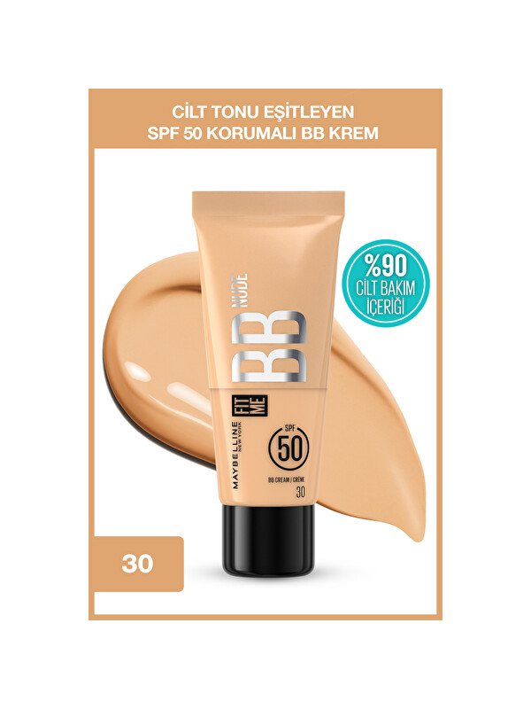 Maybelline New York Fit Me Nude Cilt Bakımı Etkili Nemlendirici SPF50 BB Krem - 30