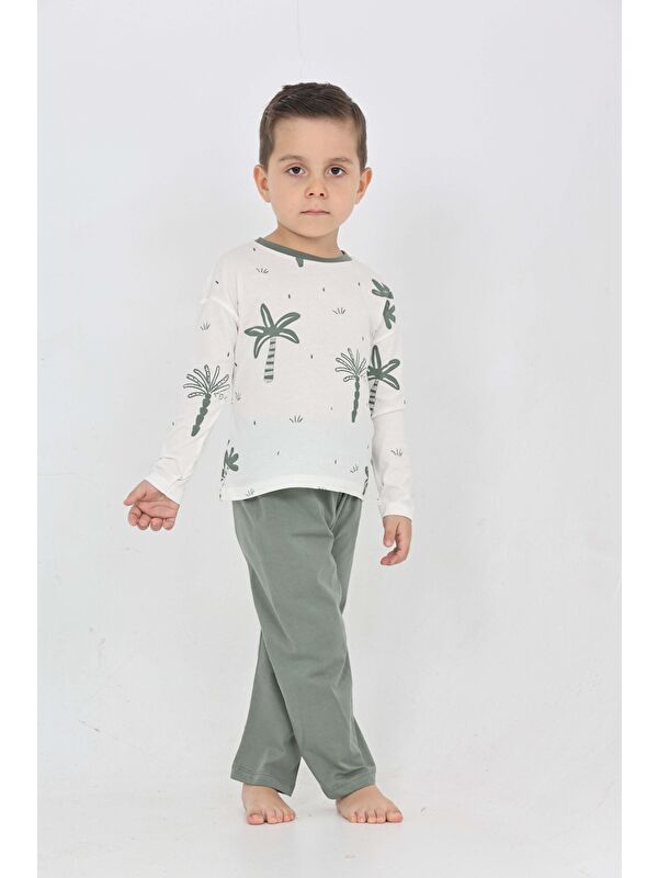 Toontoykids Erkek Çocuk Palmiye Baskılı Pijama Takım