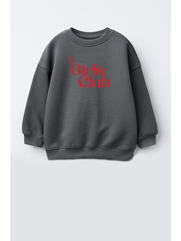 Monila Kız Çocuk Baskılı 3 İplik Kumaş Pamuklu Sweatshirt