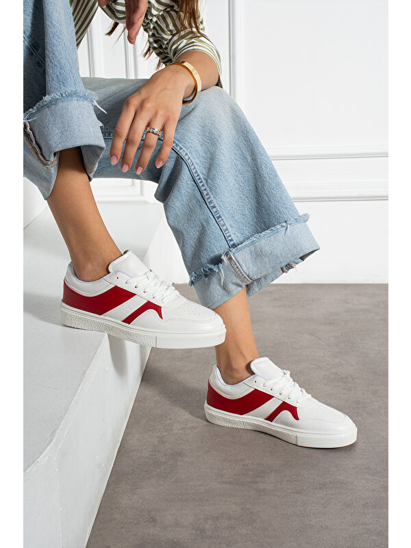 Kırmızı Kadın Günlük Sneaker Spor Ayakkabı - Görsel 3