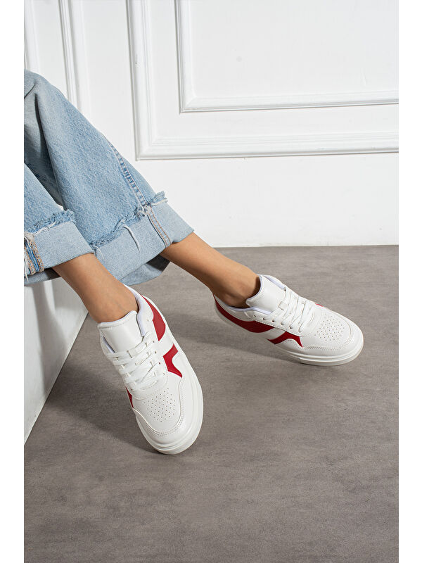 Kırmızı Kadın Günlük Sneaker Spor Ayakkabı - Görsel 4