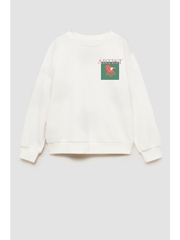 Monila Unisex Çocuk Baskılı 3 İplik Kumaş Pamuklu Sweatshirt