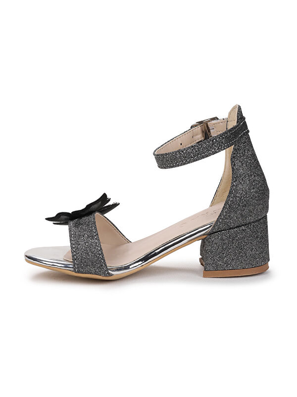 Zete Kum Simli Kız Çocuk 4 Cm Topuklu Sandalet Abiye Ayakkabı - Görsel 5