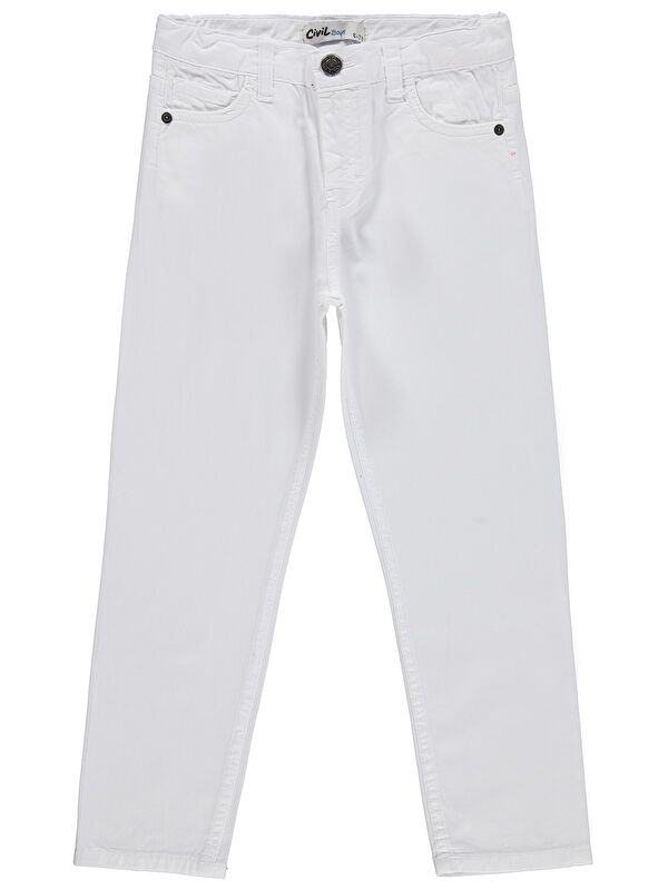 Civil Boys Erkek Çocuk 5 Cep Basic 10-13 Yaş Pantolon - Beyaz