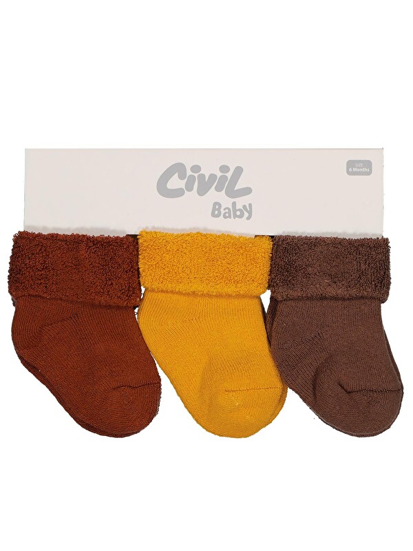 Civil Baby Basic Kıvrık Havlu 6- 3'lü Bebek Erkek Çorap Set - Standart