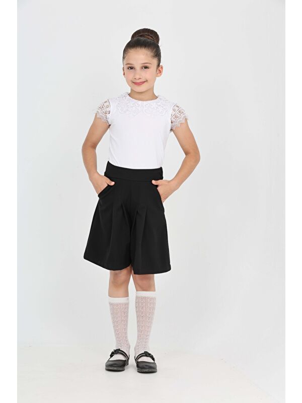 Toontoykids Kız Çocuk Pileli Okul Şort