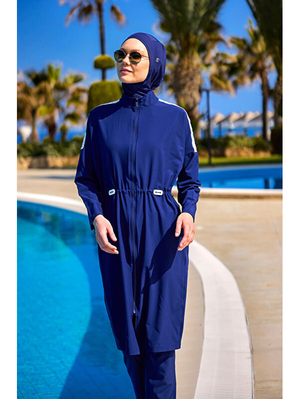 Marina Tam Kapalı Tesettür Mayo M2507-2 Lacivert