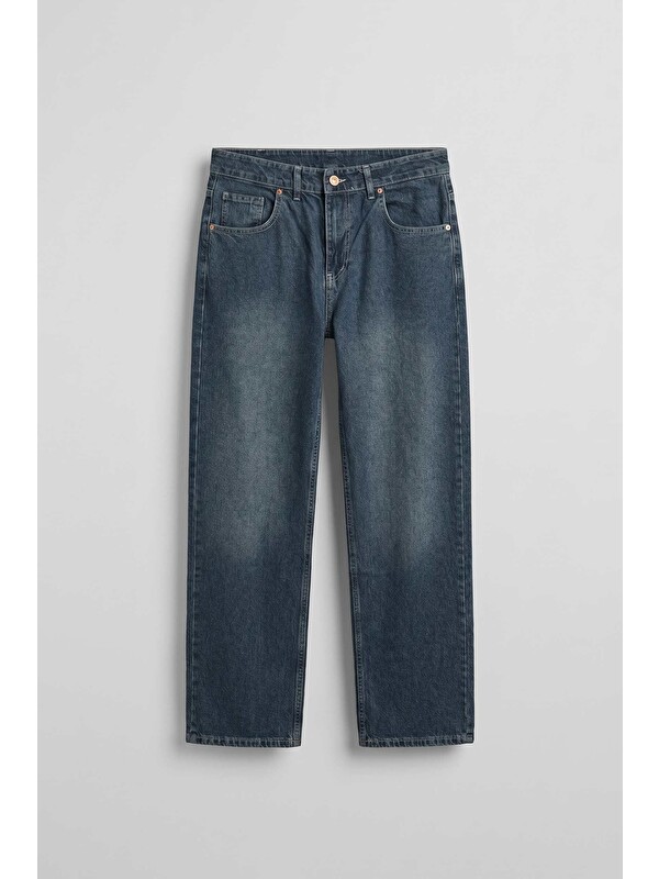 Abluka Online Erkek Baggy Yıkamalı Jean Pantolon Lacivert