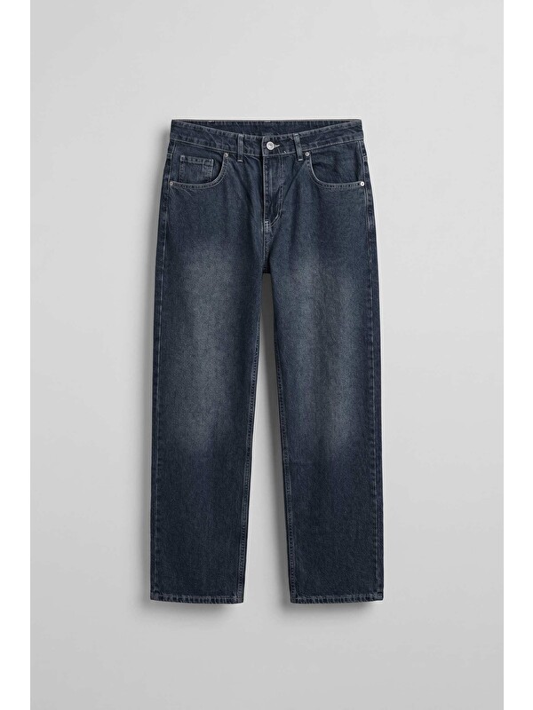 Abluka Online Erkek Baggy Yıkamalı Jean Pantolon Lacivert