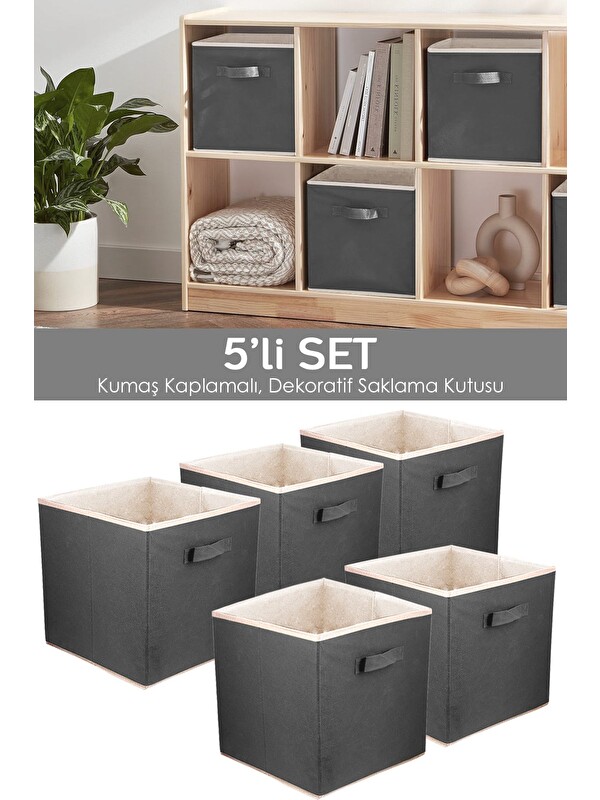 Meleni Home 5'li 5 li Dolap Içi Düzenleyici Çamaşır Oyuncak Saklama Kutusu Sepet 33x30x30 cm