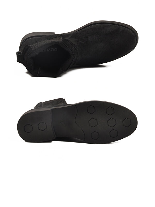 Siyah Süet Polarlı Kolay Giyilebilir Kaymaz Kadın Chelsea Bot 284097 Z - Görsel 6