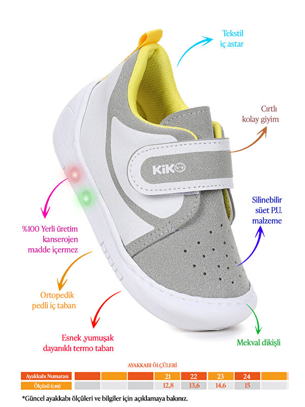 Kugan Cırtlı Işıklı Erkek Bebek Yürüyüş Spor Ayakkabı - Görsel 3