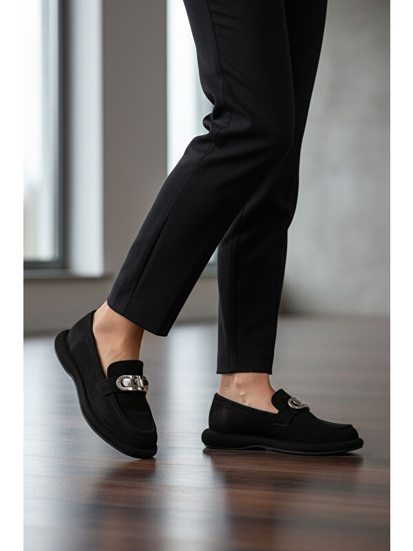 Siyah Süet Kadın Casual Ayakkabı 547828 Z - Görsel 4