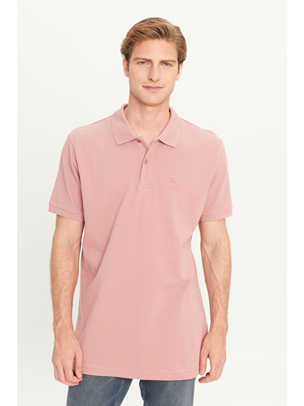 Wrangler %100 Pamuk Regular Fit Açık Pembe Polo Yaka Tişört