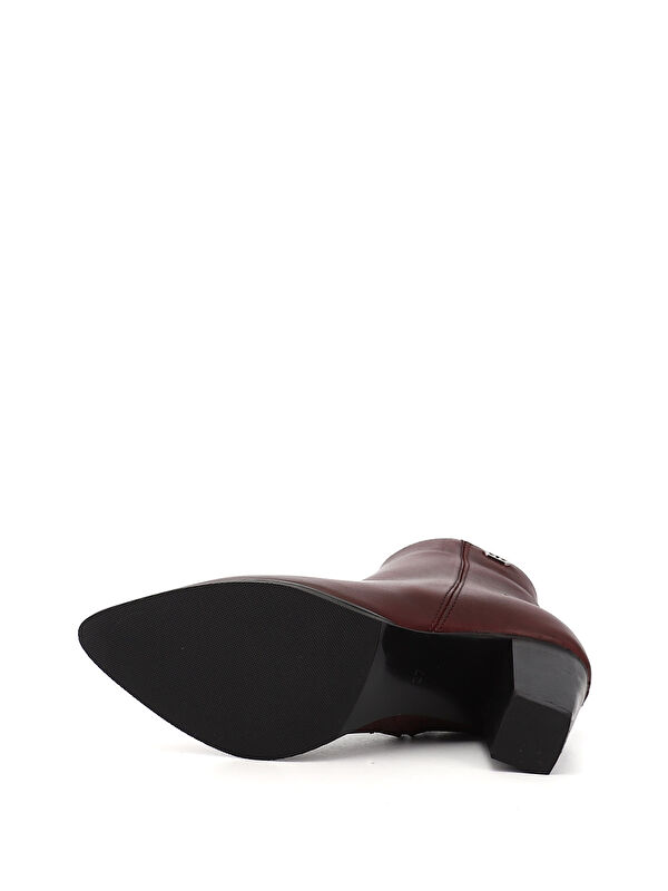 Kadın BORDO Fermuarlı Sivri Burun Hakiki Deri Bot - Görsel 5