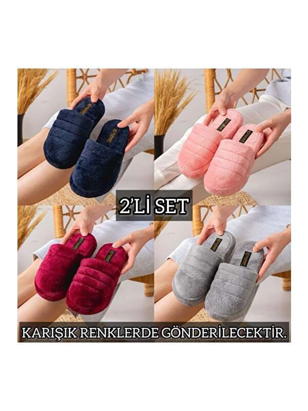 Slipcat Unisex Nakışlı Kadife Ev Terliği