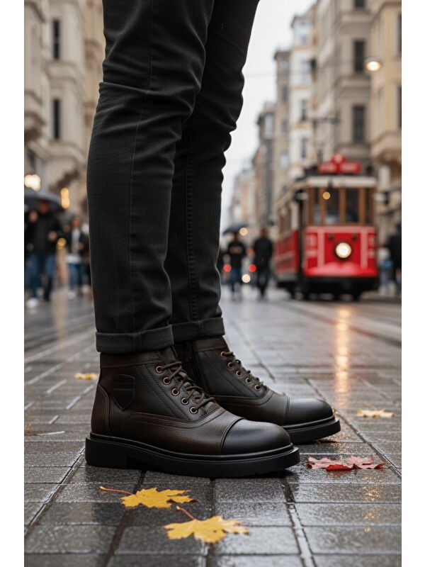 GUSTA Bağcıklı Fermuarlı İçi Kürklü Erkek Kışlık Bot - Görsel 4