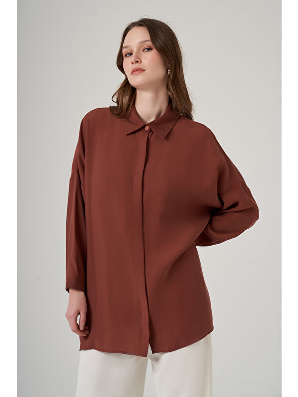 Nuss Oversize Basic Yazlık Gömlek 3001 Krokan