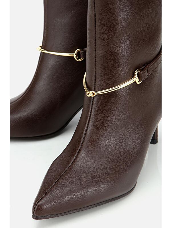 Yaya By Hotiç Kahverengi Yaya By Hotiç Yaya By Kadın Kemer Detaylı Tokalı Bilekte Topuklu Bot