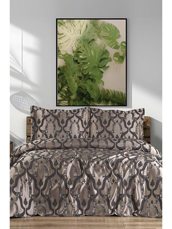 Çeyiz Diyarı Kybele 3 Parça Çift Kişilik Pike Takımı 230x250 Antrasit