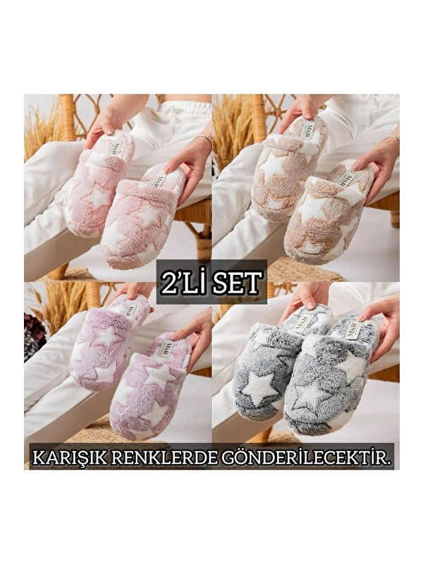 Slipcat Unisex Nakışlı Kadife Ev Terliği