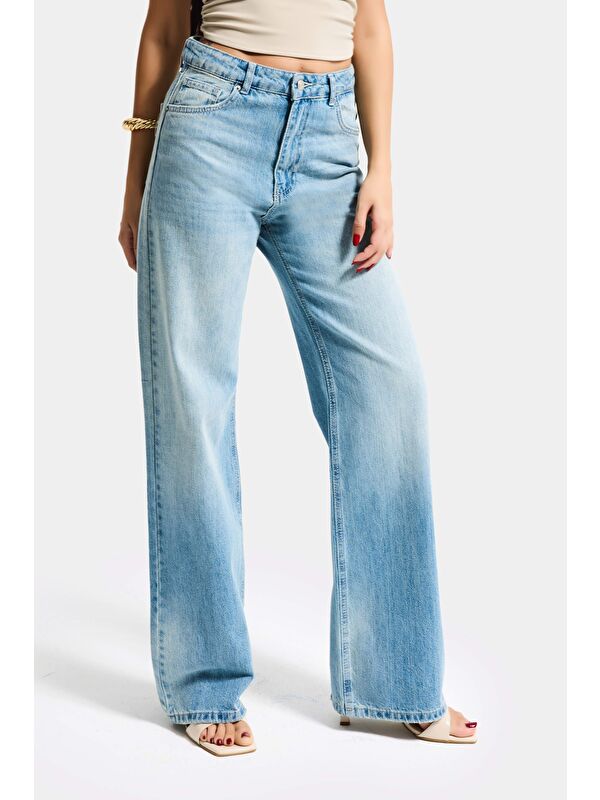 It's Basic Kadın Jean Rengi 4s6-32 Straight Fit Yüksek Bel Denim Jean