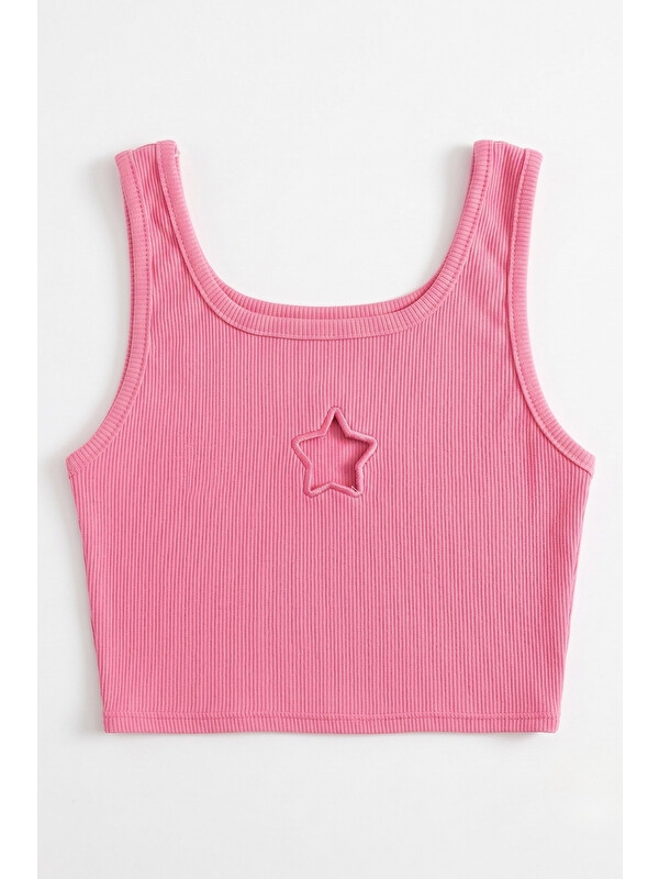Le Mabelle Pembe  Yıldız Nakışlı Fitilli Askılı Kız Çocuk Crop Bluz - Cindy