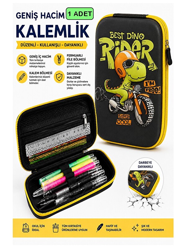 FixPoint Jeep Kabartmalı Bölmeli Kalemlik 1 Adet P-6011 Erkek Çocuk Okul Kalem Kutusu 3 Boyutlu Sevimli Karik